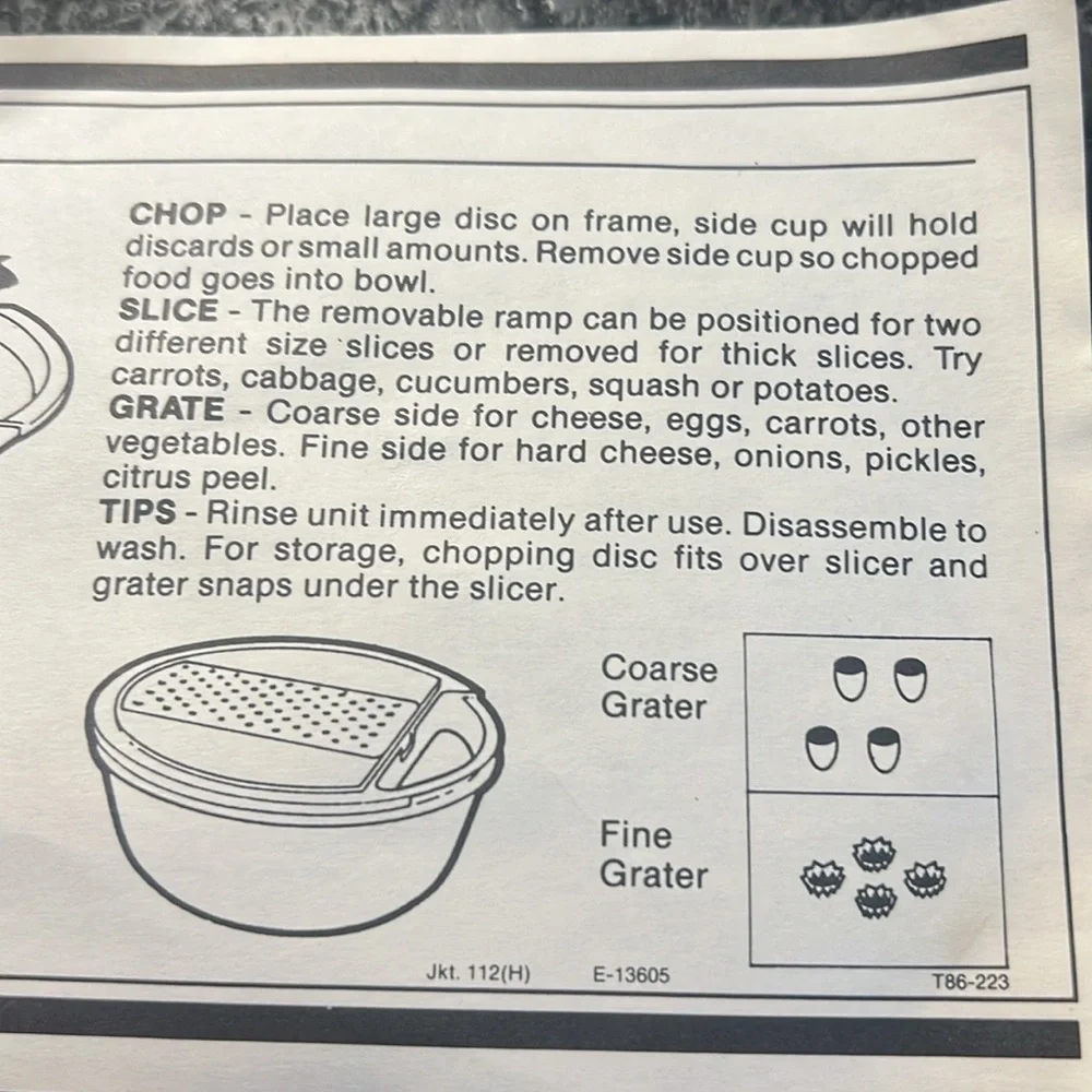 Kitchen work unit by Tupperware. Grate, slice. New in pkg. Use over bowl